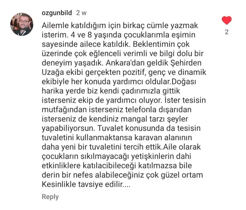 ozgunbild kullanıcısının Instagram yorumu: Ailemle katıldığım için birkaç cümle yazmak isterim. 4 ve 8 yaşında çocuklarımla ailece katıldık, beklentimin çok üzerinde eğlenceli, verimli ve bilgi dolu bir deneyim yaşadık. Kesinlikle tavsiye edilir.